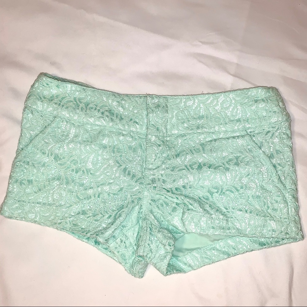 Laced Mint Low Rise Shorts